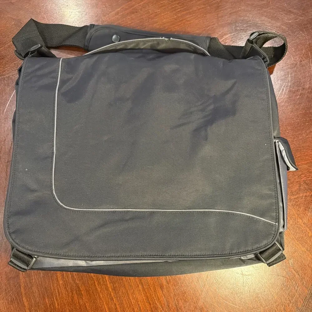 Travel Crossbody Laptop School Bag Black and Gray - See Description